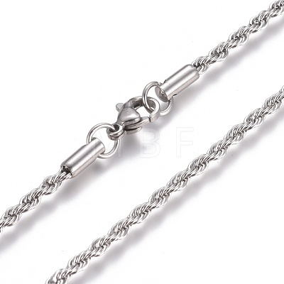 Unisex 304 Stainless Steel Rope Chain Necklaces STAS-D0002-33P-1