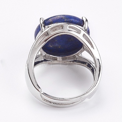 Adjustable Natural Lapis Lazuli Finger Rings X-RJEW-F075-01L-1