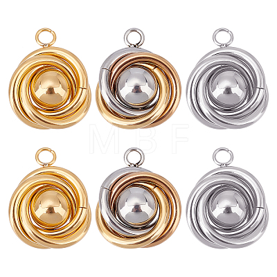 Unicraftale 6Pcs 3 Colors 304 Stainless Steel Pendants STAS-UN0037-96-1