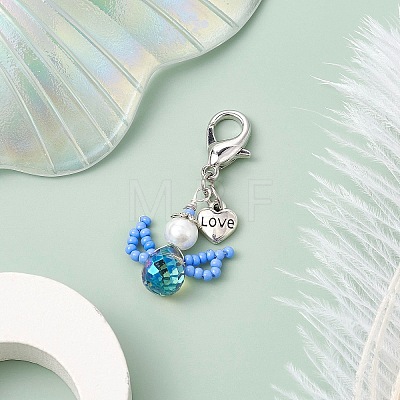 Angel Glass Seed Beads Pendant Decorations HJEW-MZ00109-05-1