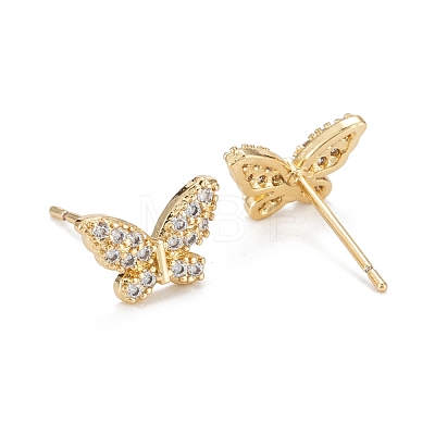 Butterfly Sparkling Cubic Zirconia Stud Earrings for Girl Women EJEW-H126-14G-1