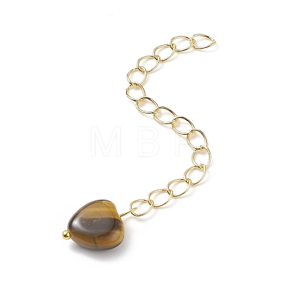 Brass Curb Chain Extender with Gemstone Heart Tiny Charm FIND-JF00102-1