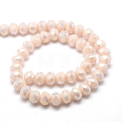 Electroplate Opaque Solid Color Crystal Glass Rondelle Beads Strands EGLA-F047A-13AB-1