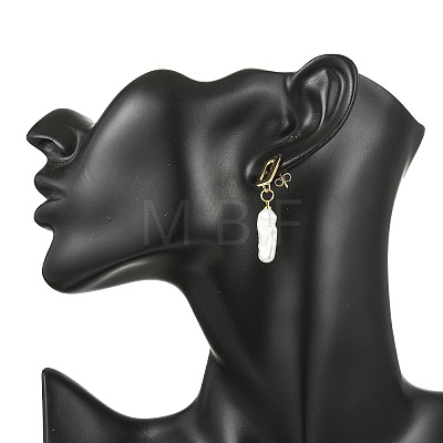 Brass Dangle Stud Earrings with Natural Keshi Pearl EJEW-JE06985-1