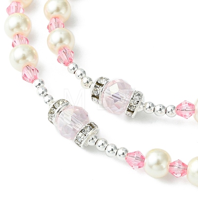 Glass Pearl Rosary Bead Necklace NJEW-TA00082-01-1