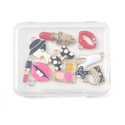 9Pcs Women Makeup Enamel Charm Pendant Colorful Alloy Enamel Charm Mixed Shape for Jewelry Necklace Bracelet Earring Making Crafts JX116A-1