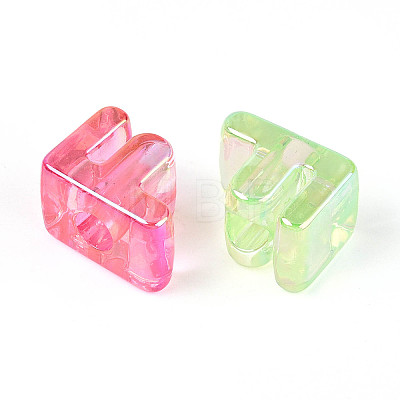 UV Plating Transparent Acrylic European Beads OACR-M027-02F-1