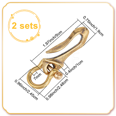 WADORN 2Pcs Brass D Ring Screw Pin Anchor Shackle FIND-WR0010-60-1
