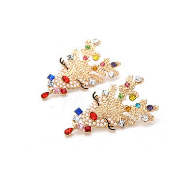 Deer Zinc Alloy Rhinestone Dangle Stud Earrings FS-WG45396-01-1