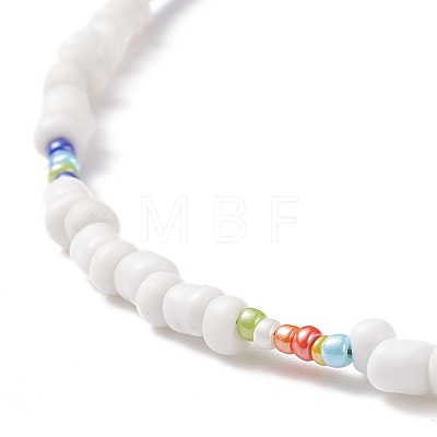 Glass Seed Beaded Necklace for Women NJEW-JN03933-1