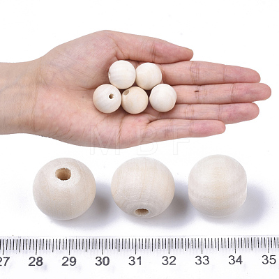 Natural Unfinished Wood Beads WOOD-S651-A20mm-LF-1