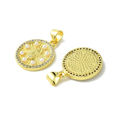 Real 18K Gold Plated Brass Micro Pave Clear Cubic Zirconia Pendants KK-H472-35B-G-1