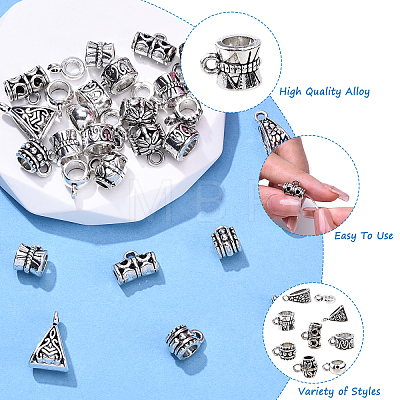 Tibetan Style Alloy Tube Bails TIBE-YW0001-81-1