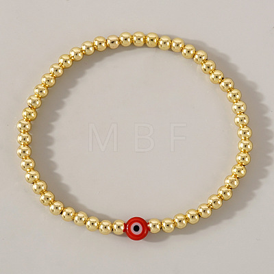Golden Brass Round Beads Stretch Bracelets ZL1775-3-1