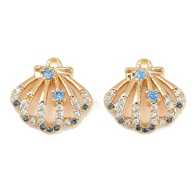 Brass Micro Pave Cubic Zirconia Charms KK-F906-13G-1