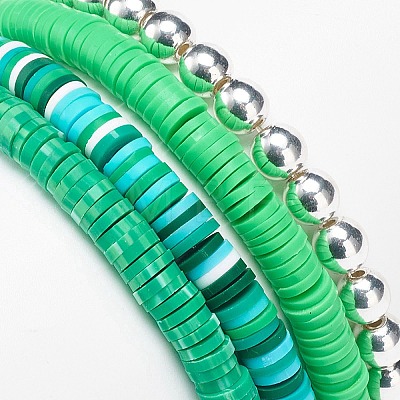 Handmade Polymer Clay Heishi Stretch Bracelet Sets BJEW-JB08767-1