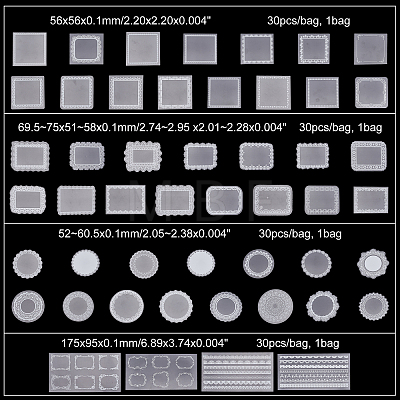 AHADEMAKER 4 Bags 4 Styles Waterproof Trasparent PET Lace Pattern Sticker DIY-GA0003-31-1