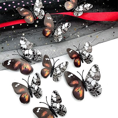 Halloween Butterfly 12Pcs PVC Adhesive Waterproof Stickers Self-Adhesive Stickers PW-WG0AB7C-01-1