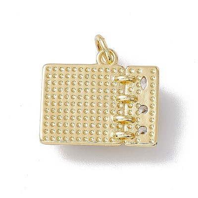 Brass Micro Pave Clear Cubic Zirconia Pendants KK-I692-05G-03-1