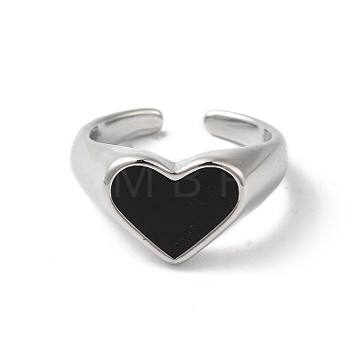 Shell Heart Open Cuff Ring for Women RJEW-C091-07P-02-1
