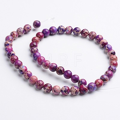 Dyed Natural Imperial Jasper Round Bead Strands G-M274-03-4mm-1