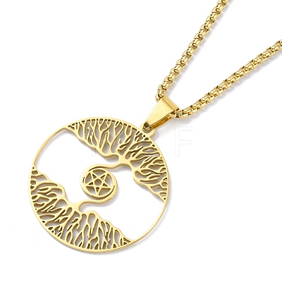 304 Stainless Steel Pendant Necklaces NJEW-C042-07G-1