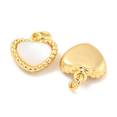 Natural Shell & Brass Heart Charms with Jump Rings KK-P275-08G-1