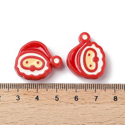 Christmas Decorations Theme Opaque Acrylic Bead with Enamel X-OACR-Z021-01D-1