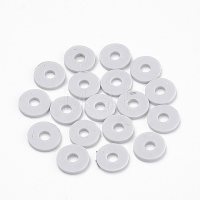 Flat Round Eco-Friendly Handmade Polymer Clay Bead Spacers X-CLAY-R067-4.0mm-39-1