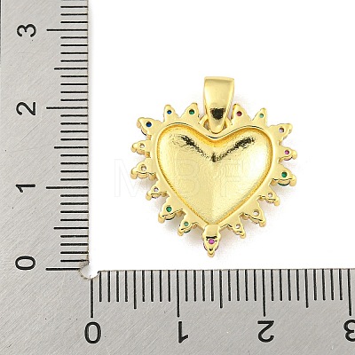 Heart Rack Plating Brass Micro Pave Colorful Cubic Zirconia Pendants KK-Z053-01G-1