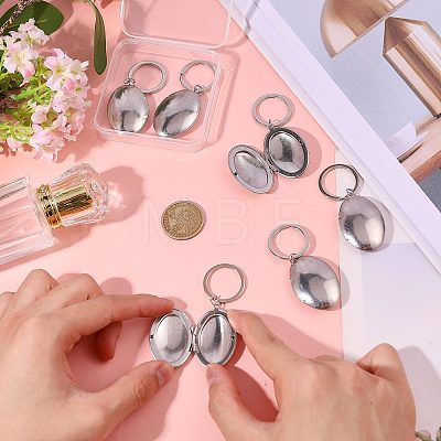 6Pcs 316 Stainless Steel Locket Pendant Keychain KEYC-PH01648-1
