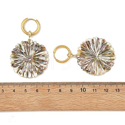 Natural Paua Shell 202 Stainless Steel Dangle Huggie Hoop Earrings for Women EJEW-JE07439-02-1