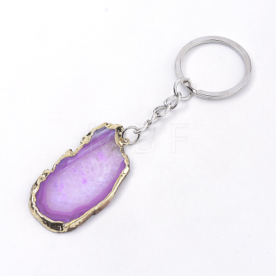 Plated Natural Agate Keychain KEYC-S252-09-1