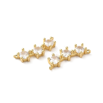 Rack Plating Brass Pave Clear Cubic Zirconia Connector Charms KK-O142-31G-1