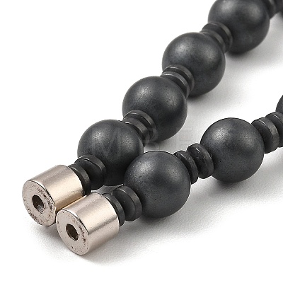 Round Synthetic Non-Magnetic Hematite Beaded Necklaces for Women Men NJEW-E097-06-1