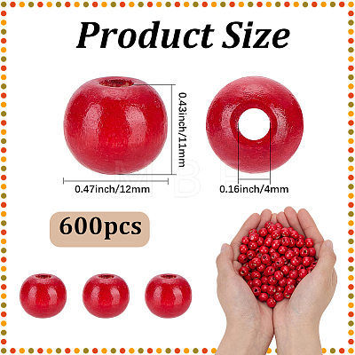 600Pcs Dyed Natural Wood Beads COCO-SC0002-39A-1