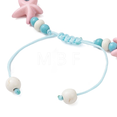 Starfish & Turtle Synthetic Turquoise Beads Braided Bead Bracelets for Women BJEW-JB12130-01-1