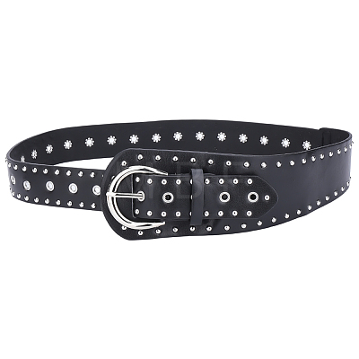 Imitation Leather with Alloy Rivets Chain Belts AJEW-WH20006-449A-1