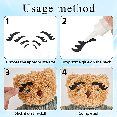 400Pcs 4 Styles Felt Craft Doll Eyelash DIY-GF0013-62-1