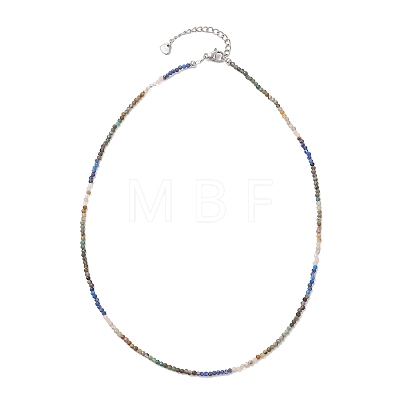 2MM Natural & Synthetic Mixed Gemstone Gradient Color Faceted Round Beaded Necklaces for Women NJEW-JN05865-03-1