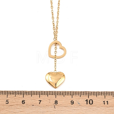 304 Stainless Steel Heart Pendant Lariat Necklaces for Women NJEW-A064-05G-1
