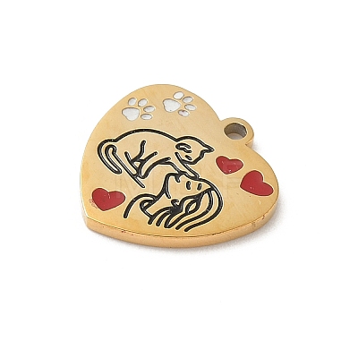 304 Stainless Steel Enamel Pendants STAS-I351-21G-02-1