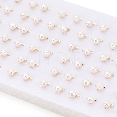 Brass & Natural Pearl Stud Earrings PEAR-N020-WX09-1