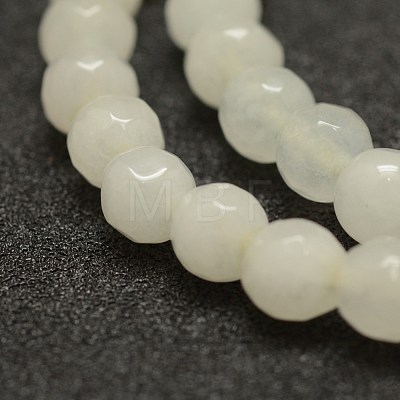 Faceted Natural White Jade Beads Strands X-G-F448-6mm-1