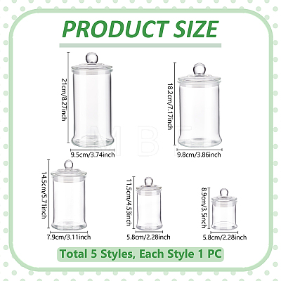 Column Glass Storage Jar with Lid AJEW-WA0004-78-1