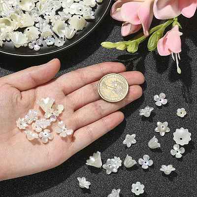 300Pcs ABS Plastic Imitation Pearl Flower Bead Caps KY-CJ0001-59-1