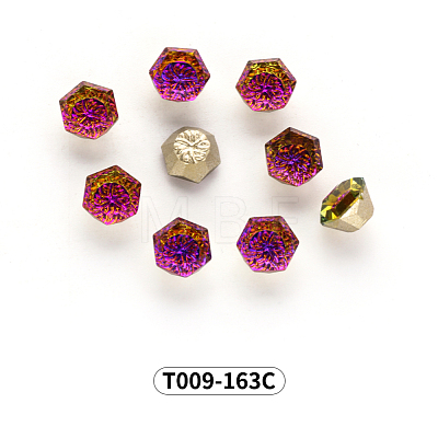 Hexagon Textured Glass Cabochons MRMJ-T009-163C-1