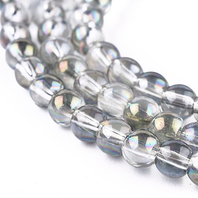 Full Rainbow Plated Round Electroplated Glass Beads Strands EGLA-I002-8mm-01-1