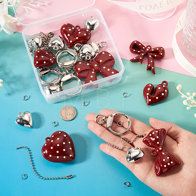 DIY Heart Bowknot Keychain Making Kits DIY-TA0015-61-1