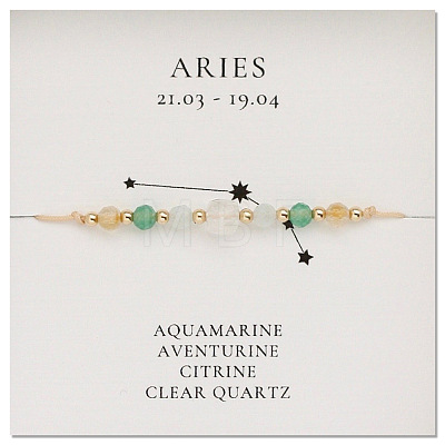 Natural stone constellation bracelet with 12 zodiac signs NR2952-1-1